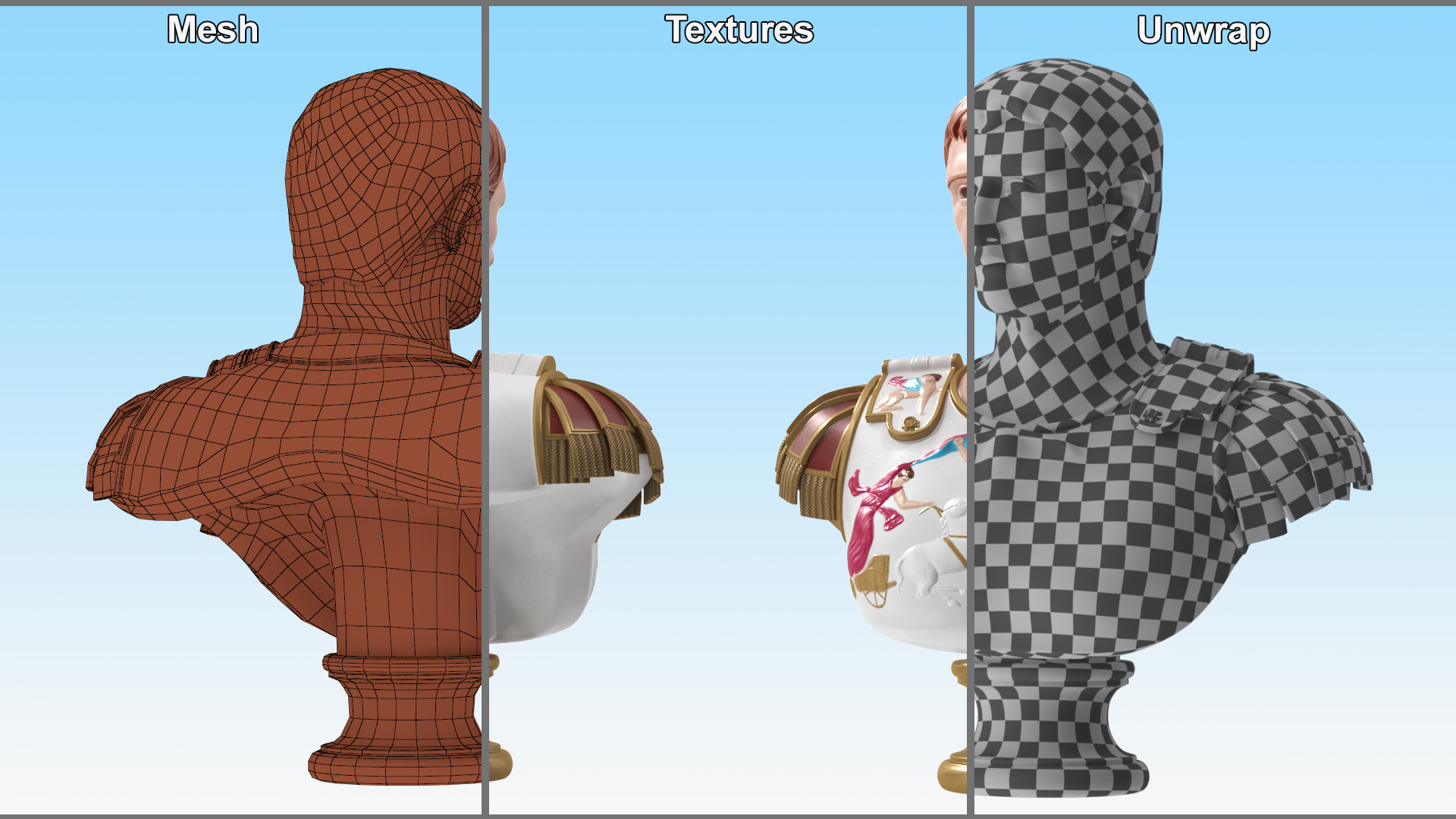 3D Roman Emperor Augustus Stylized Bust