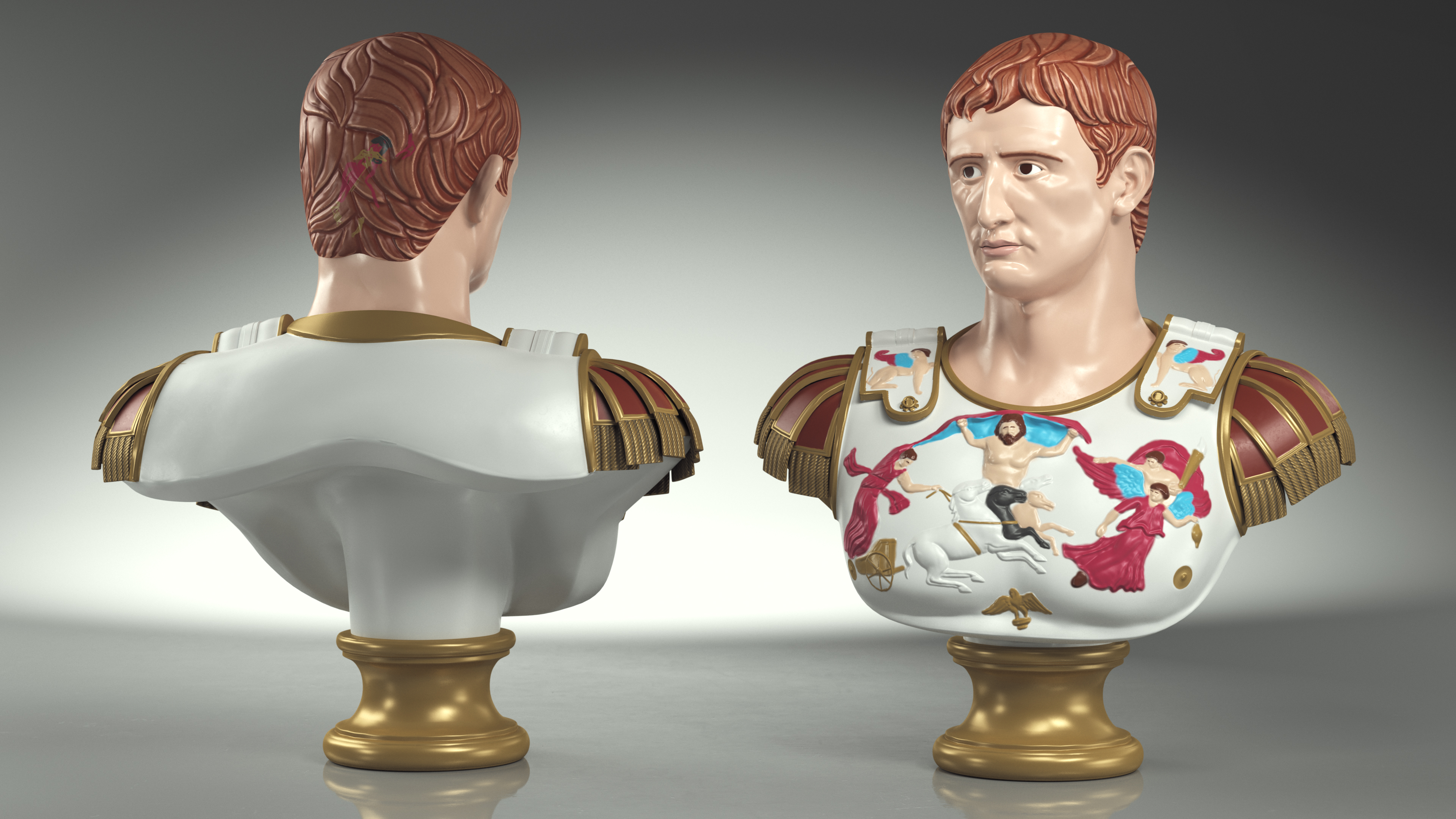 3D Roman Emperor Augustus Stylized Bust