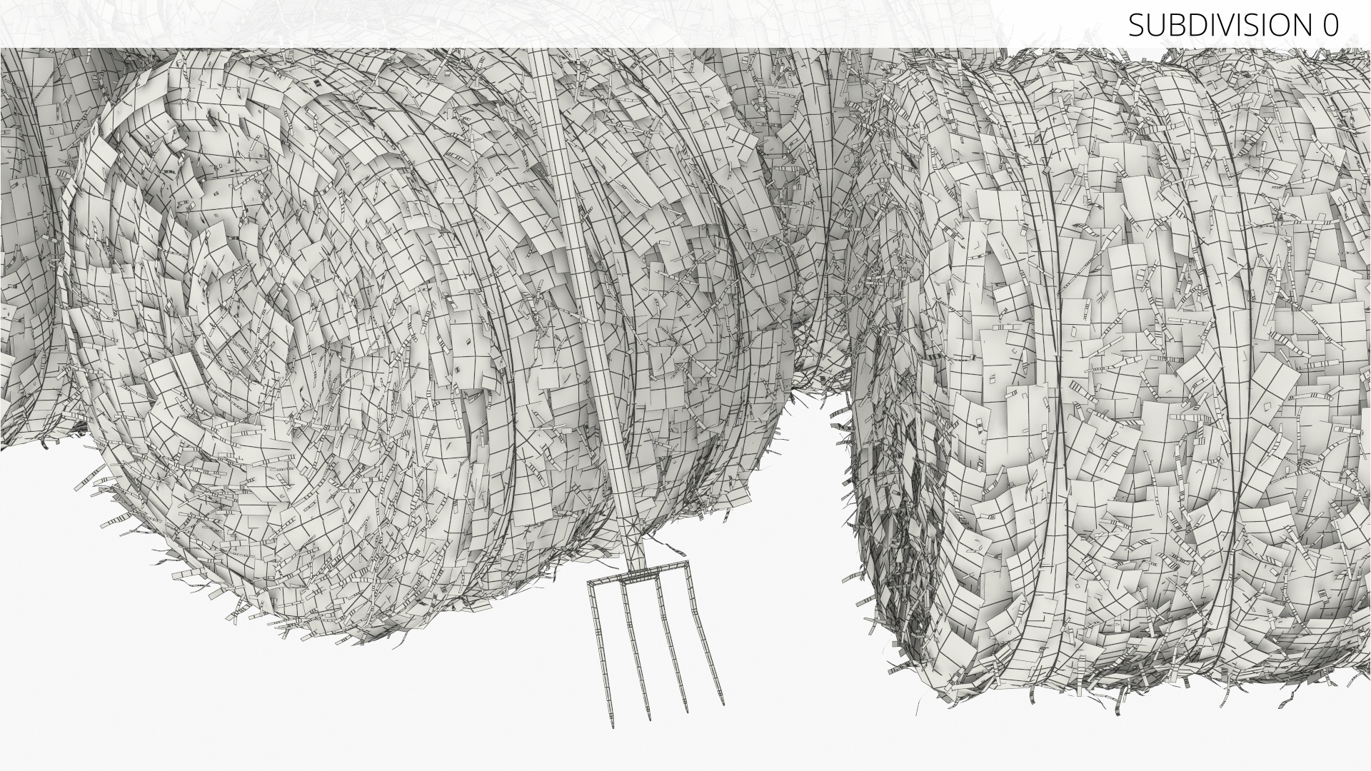 Round Hay Bales Stack with Pitchfork Golden Brown - view 7