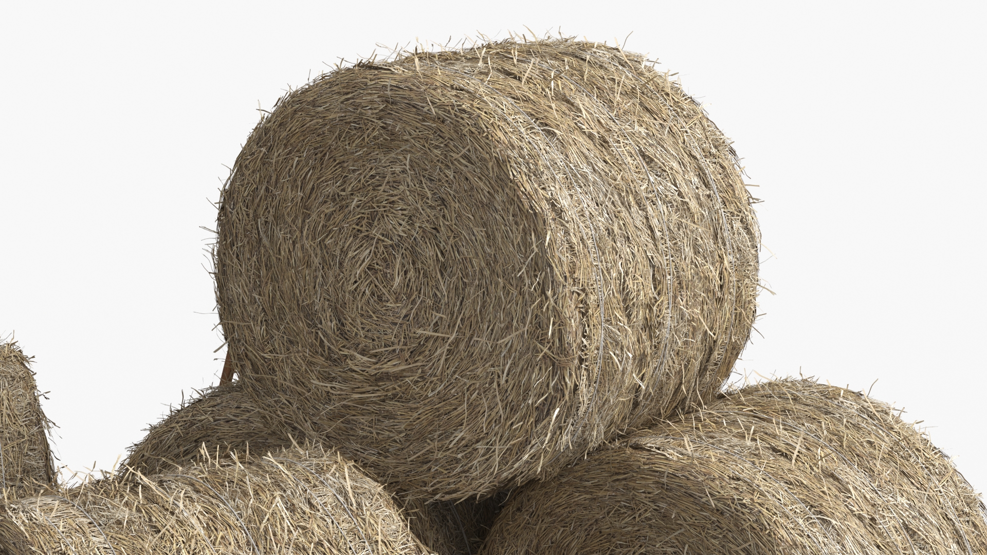 Round Hay Bales Stack with Pitchfork Golden Brown - view 4