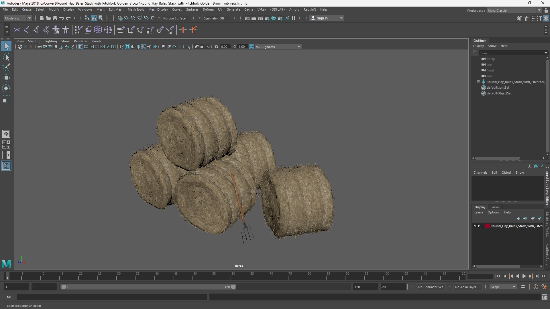 Round Hay Bales Stack with Pitchfork Golden Brown - view 11
