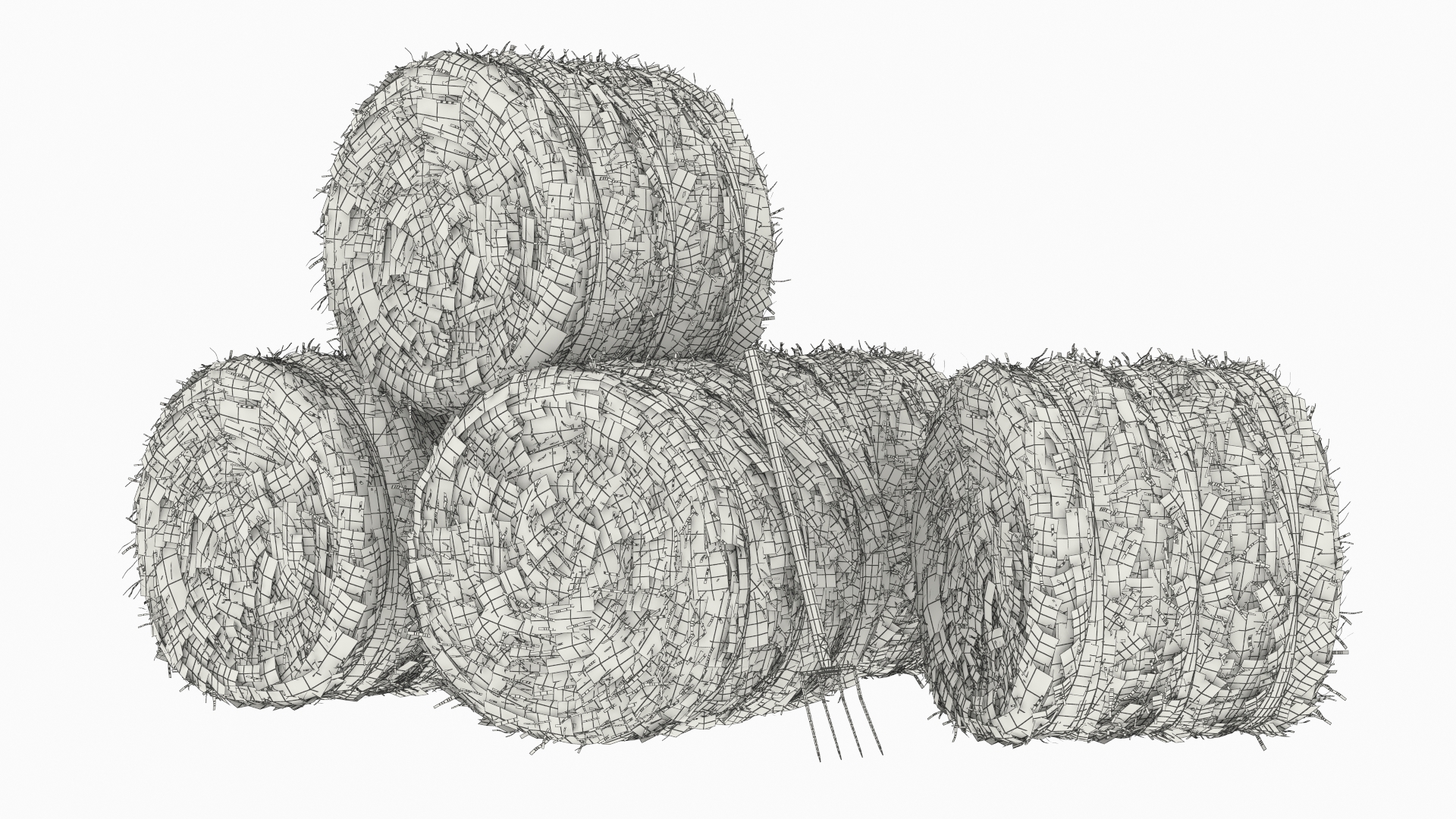Round Hay Bales Stack with Pitchfork Golden Brown - view 9