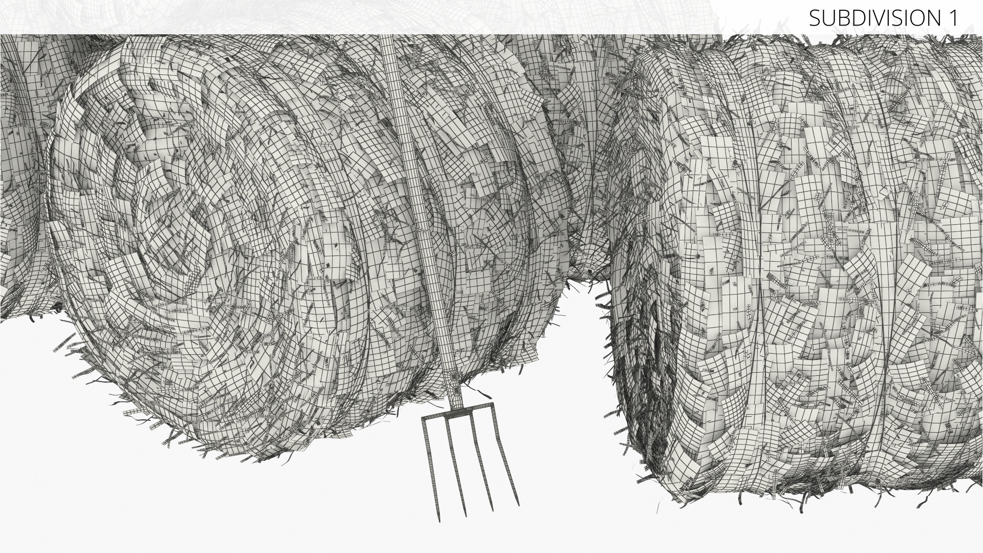 Round Hay Bales Stack with Pitchfork Golden Brown - view 8