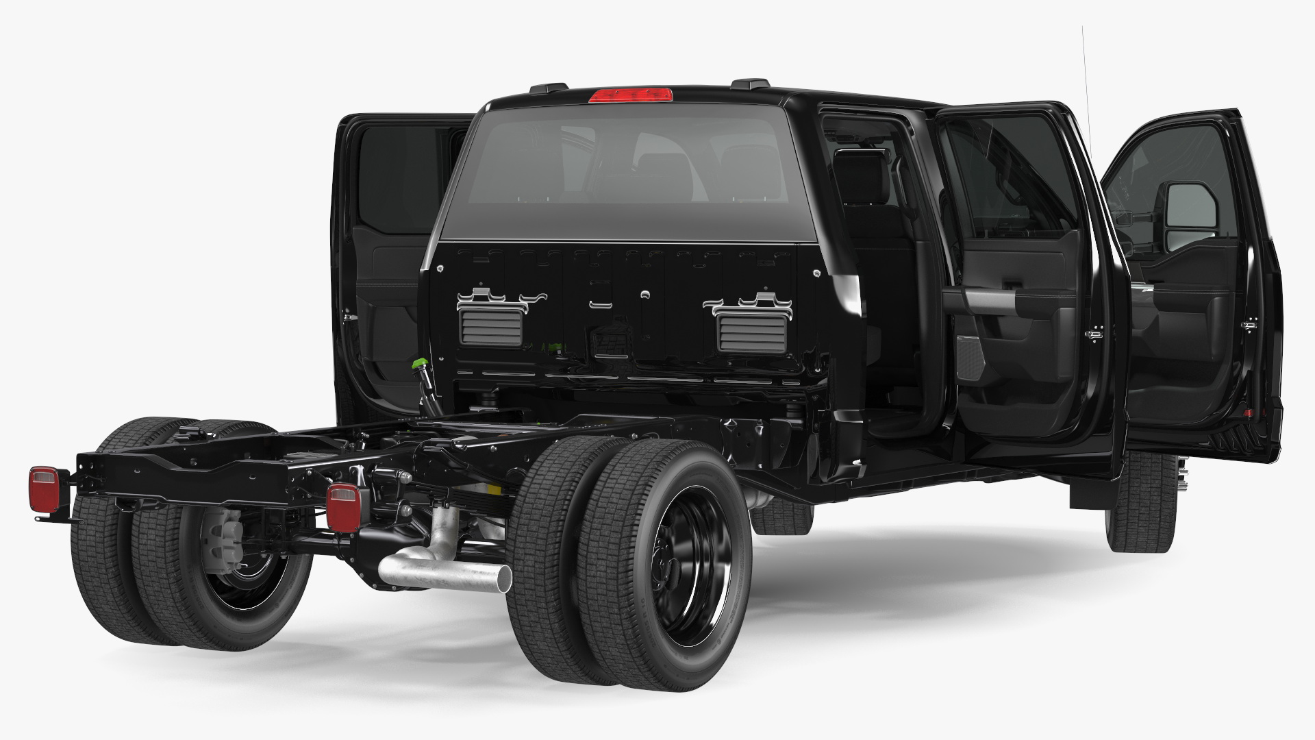 Four Doors Black Chassis Cab Rigged for Cinema 4D 3D model
