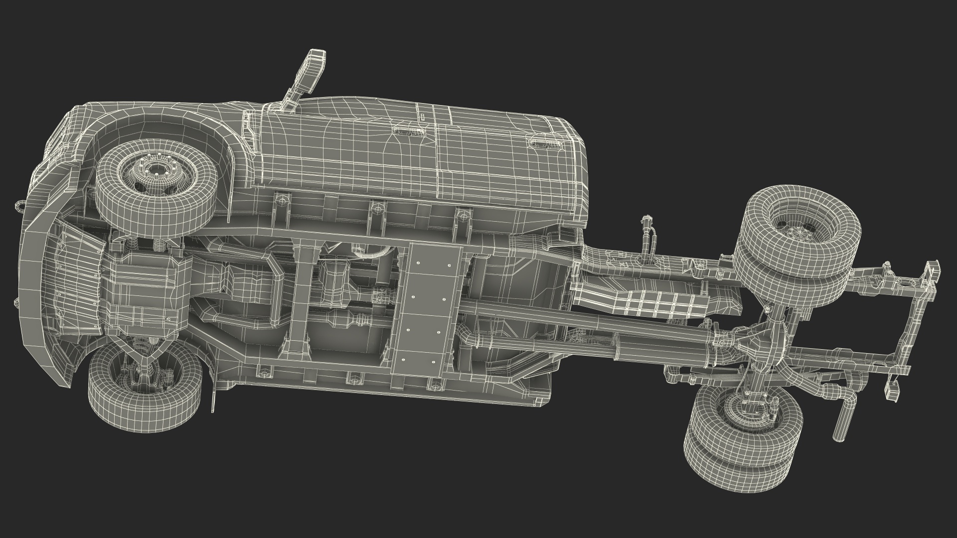 Four Doors Black Chassis Cab Rigged for Cinema 4D 3D model