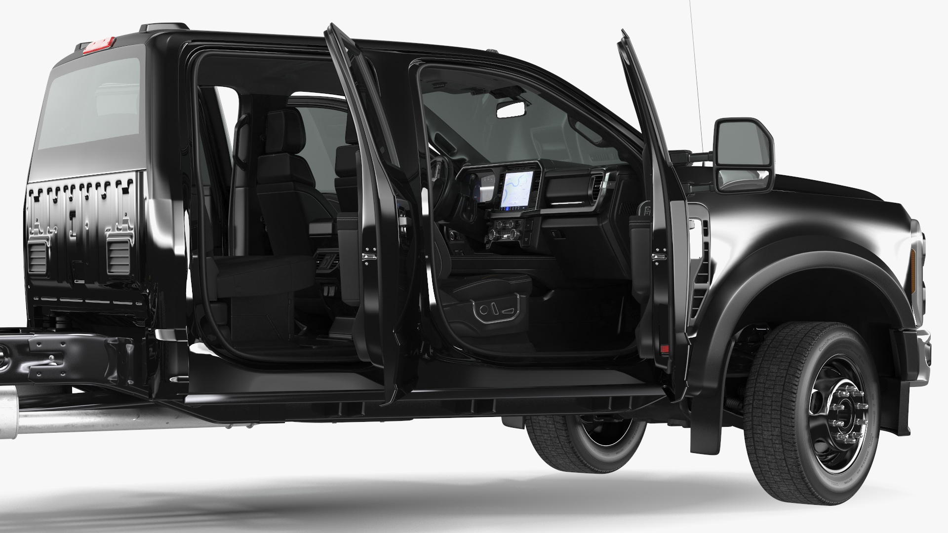 Four Doors Black Chassis Cab Rigged for Cinema 4D 3D model