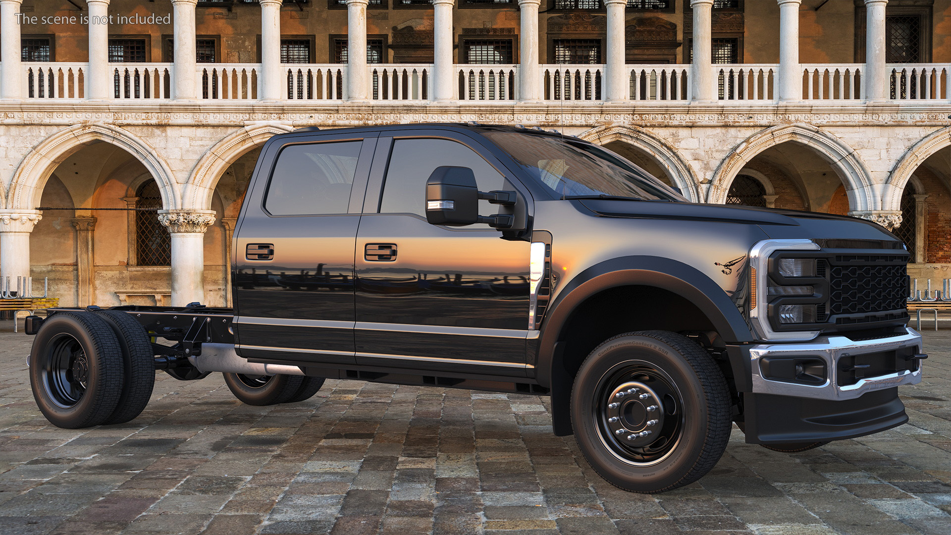 Four Doors Black Chassis Cab Rigged for Cinema 4D 3D model