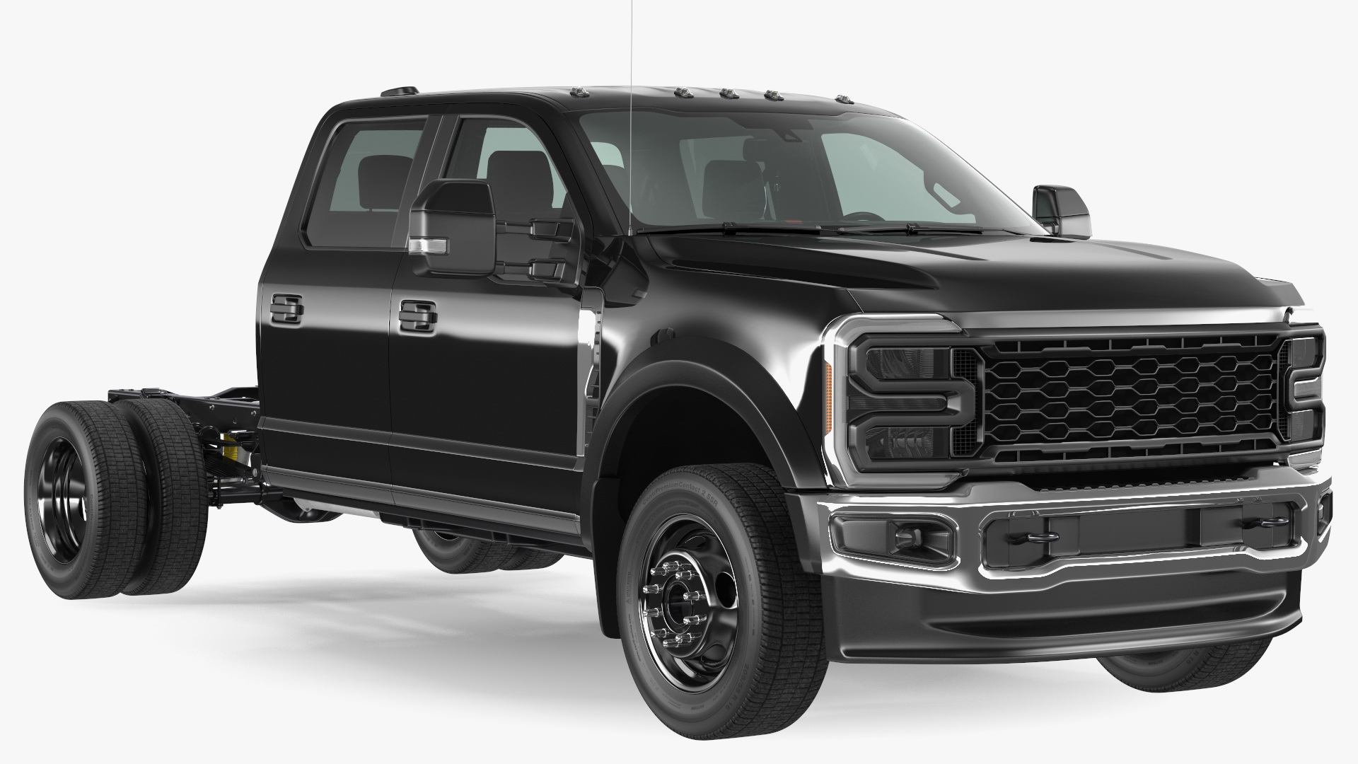 Four Doors Black Chassis Cab Rigged for Cinema 4D 3D model