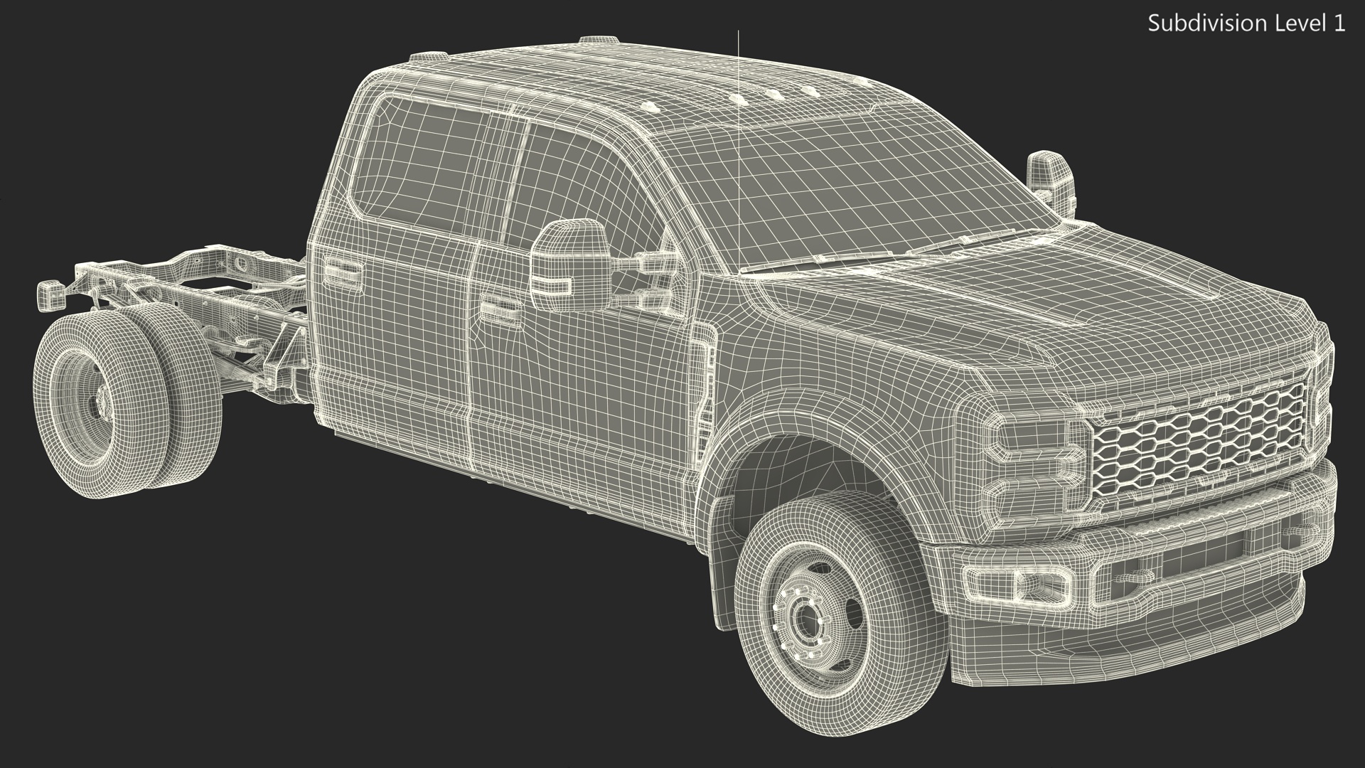 Four Doors Black Chassis Cab Rigged for Cinema 4D 3D model
