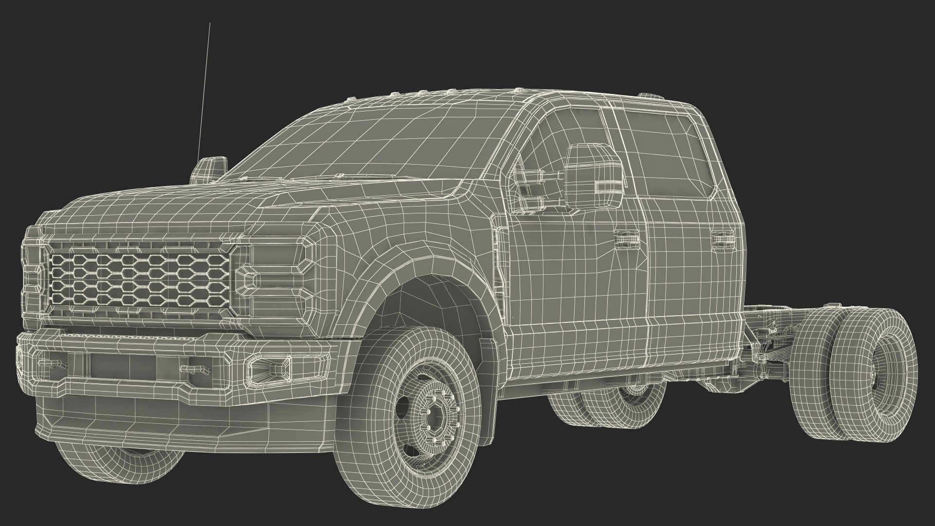 Four Doors Black Chassis Cab Rigged for Cinema 4D 3D model