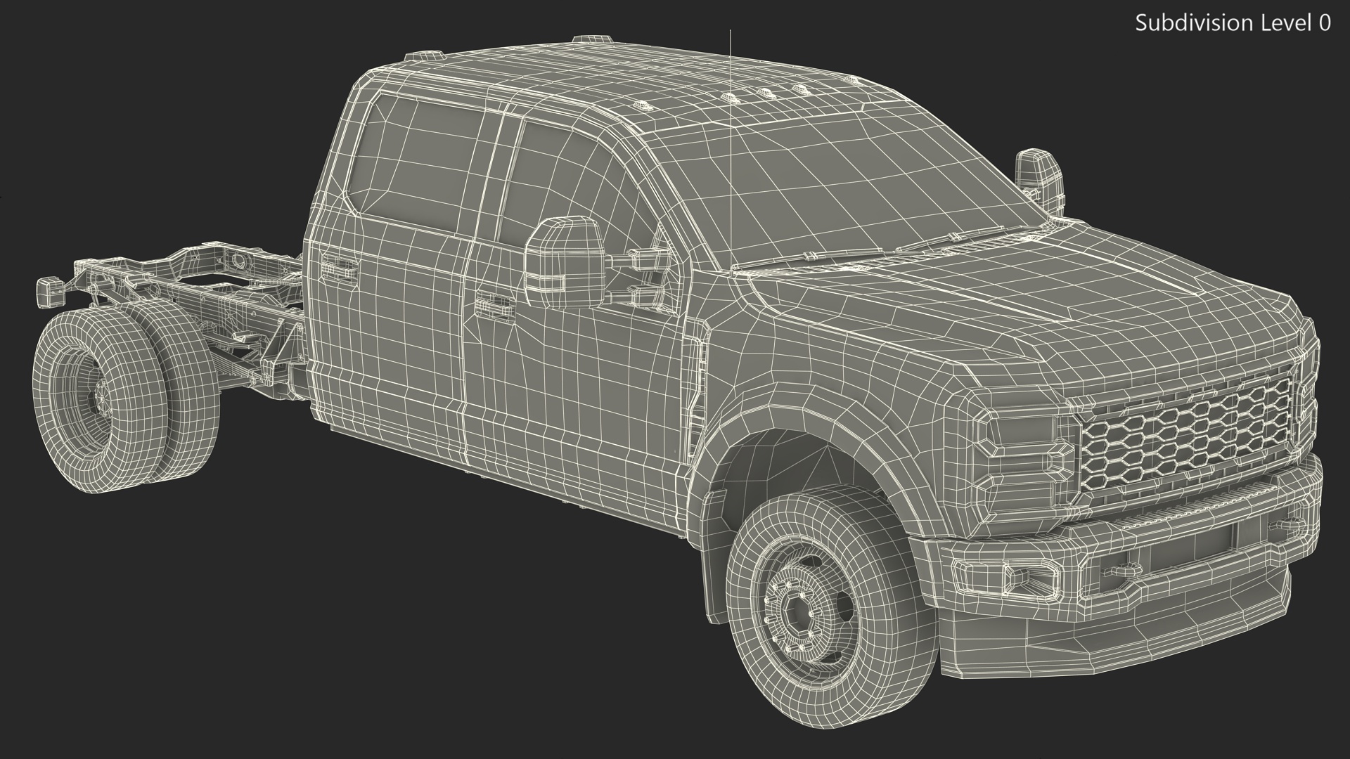 Four Doors Black Chassis Cab Rigged for Cinema 4D 3D model