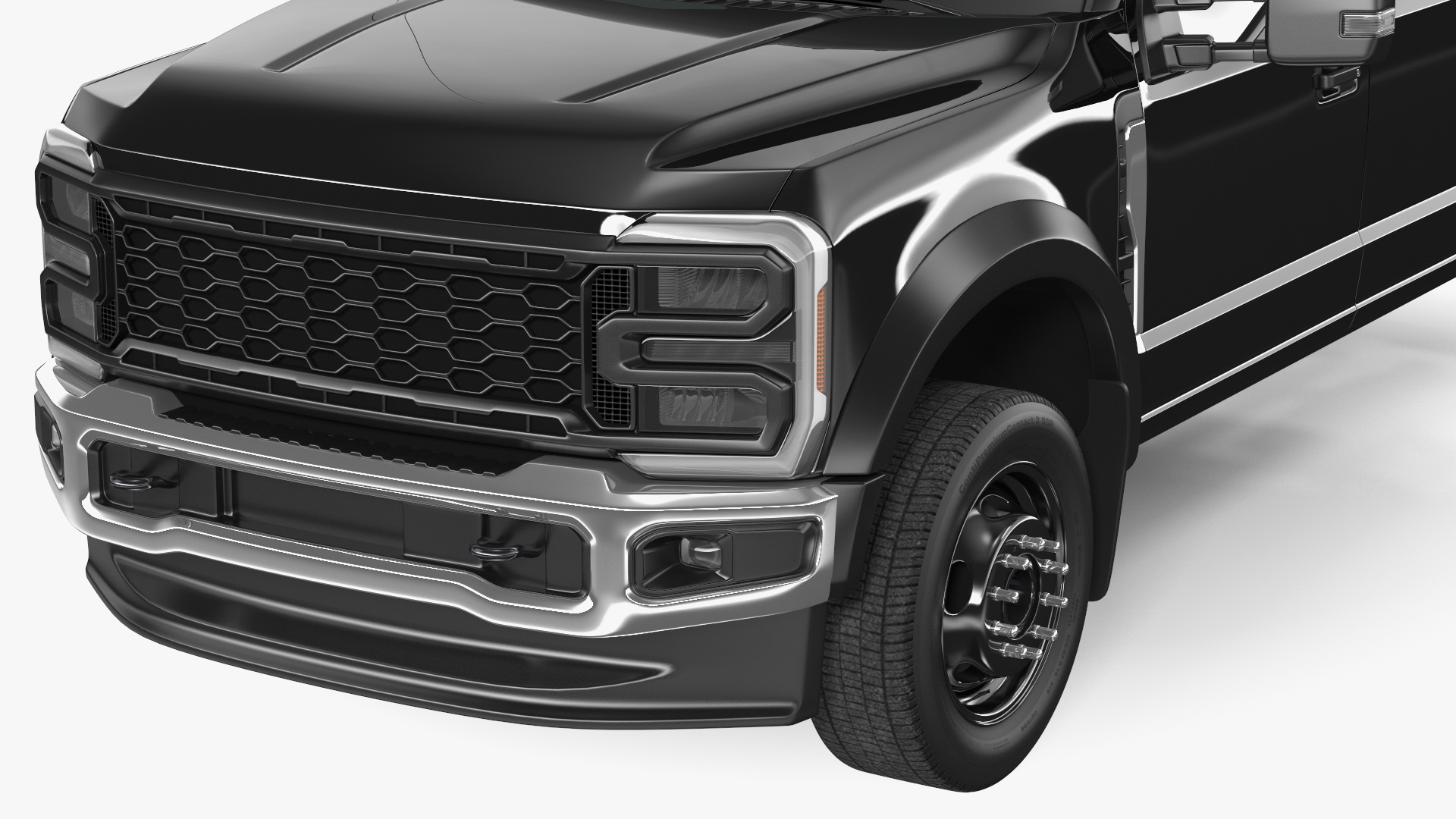 Four Doors Black Chassis Cab Rigged for Cinema 4D 3D model