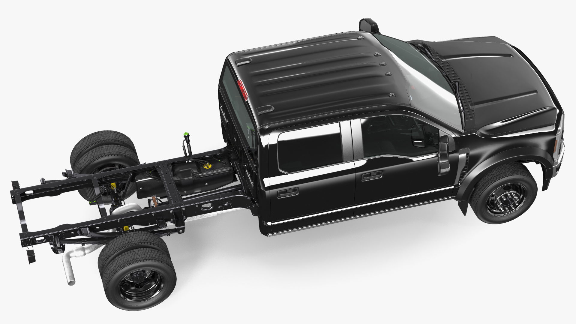 Four Doors Black Chassis Cab Rigged for Cinema 4D 3D model