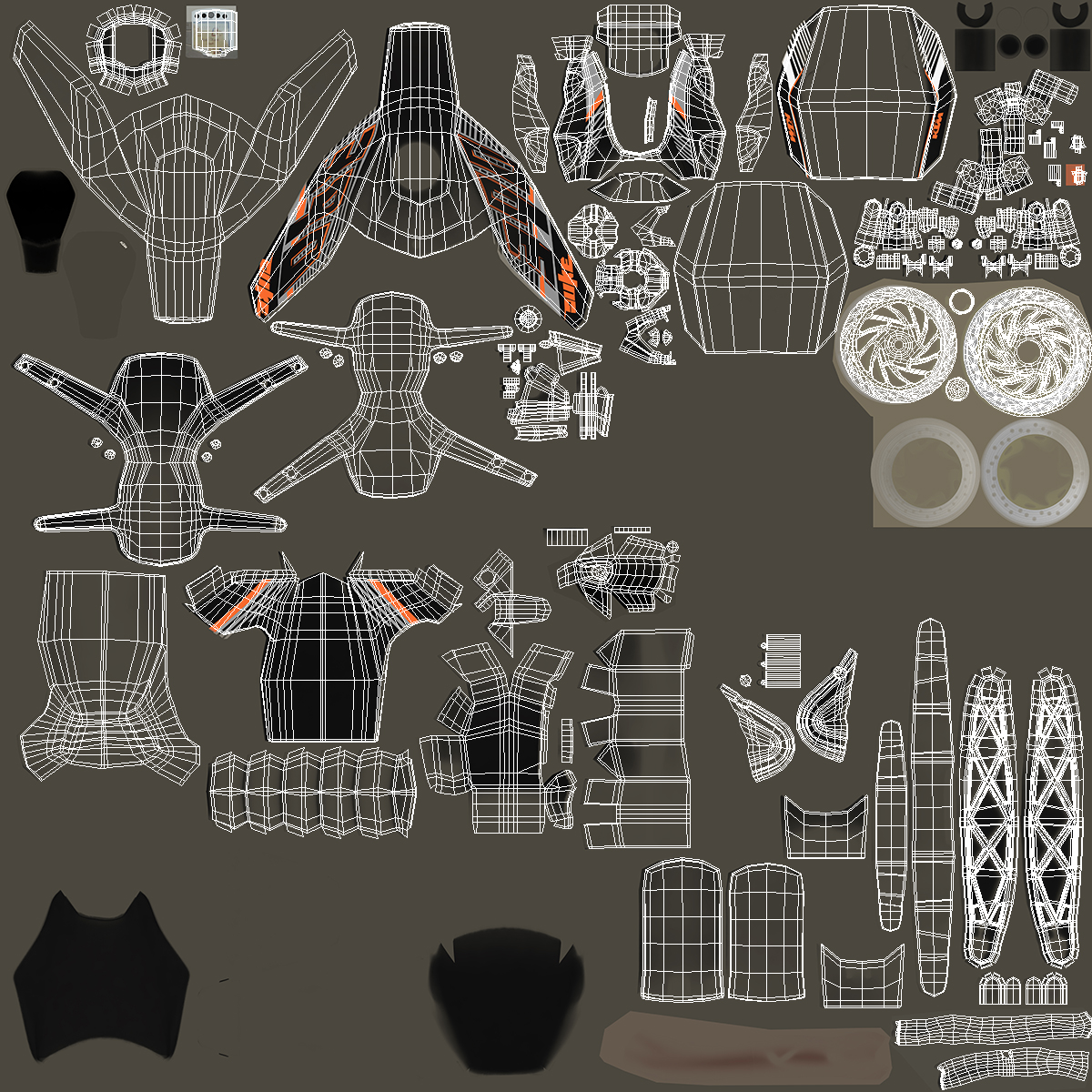 3D model Motorcycle KTM Duke 390 2016 Rigged