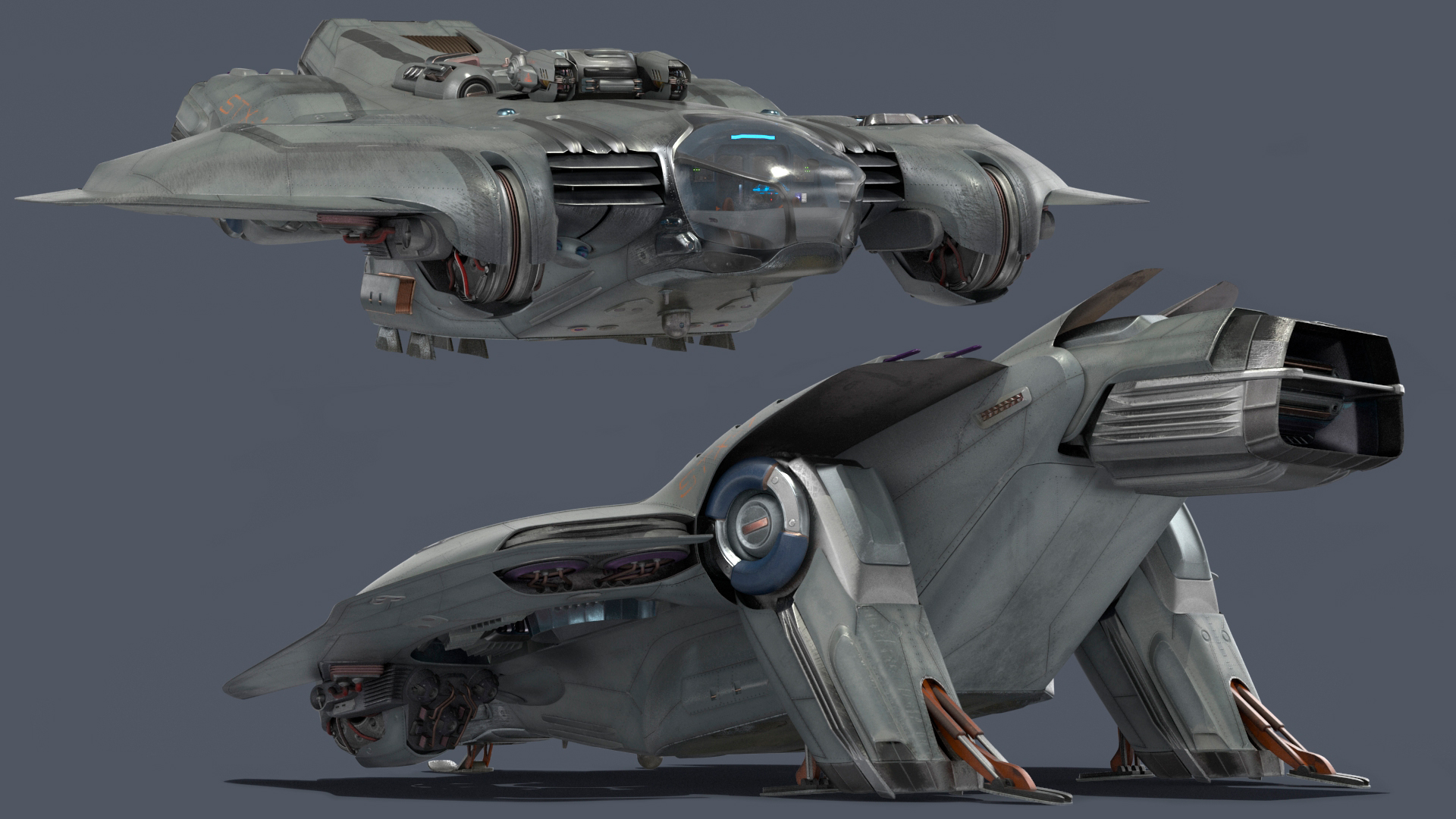 Sci Fi Dropship Rigged 3D