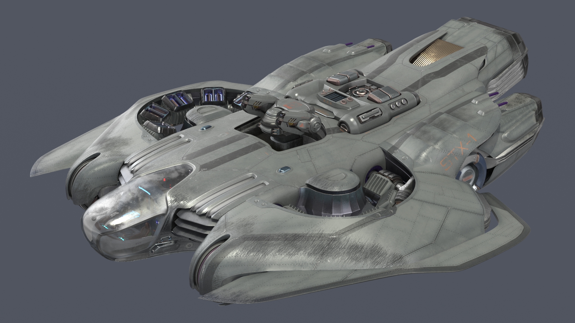 Sci Fi Dropship Rigged 3D