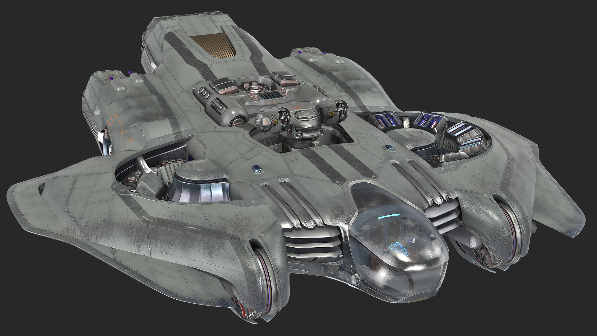 Sci Fi Dropship Rigged 3D