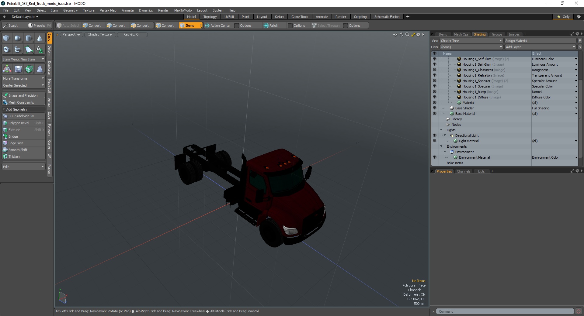 3D Peterbilt 537 Red Truck model