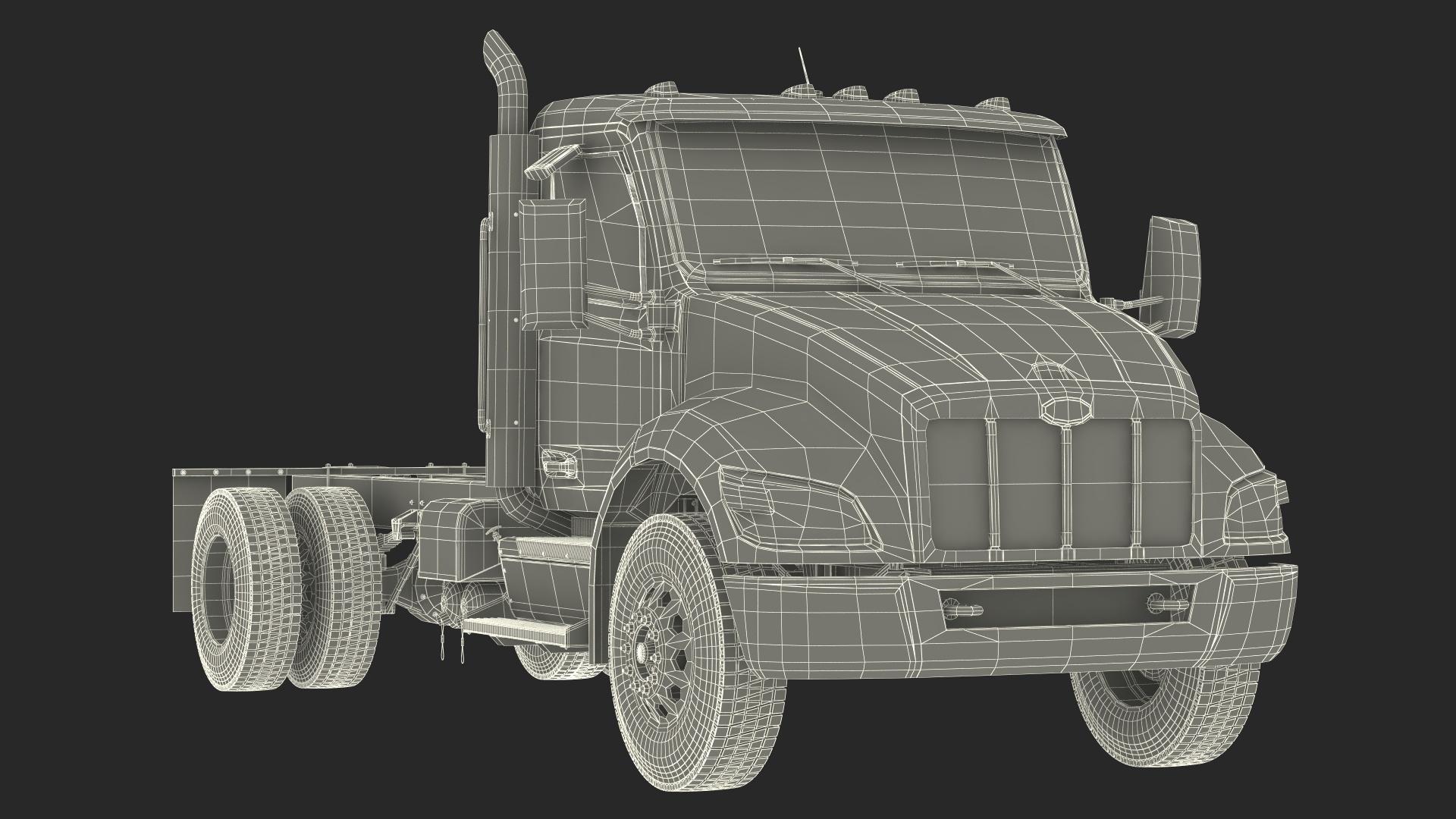 3D Peterbilt 537 Red Truck model