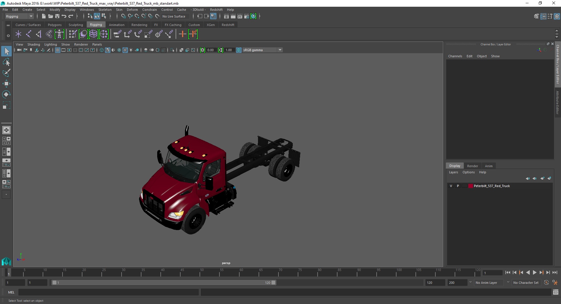 3D Peterbilt 537 Red Truck model