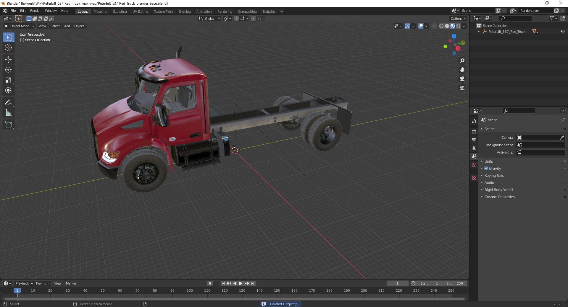 3D Peterbilt 537 Red Truck model