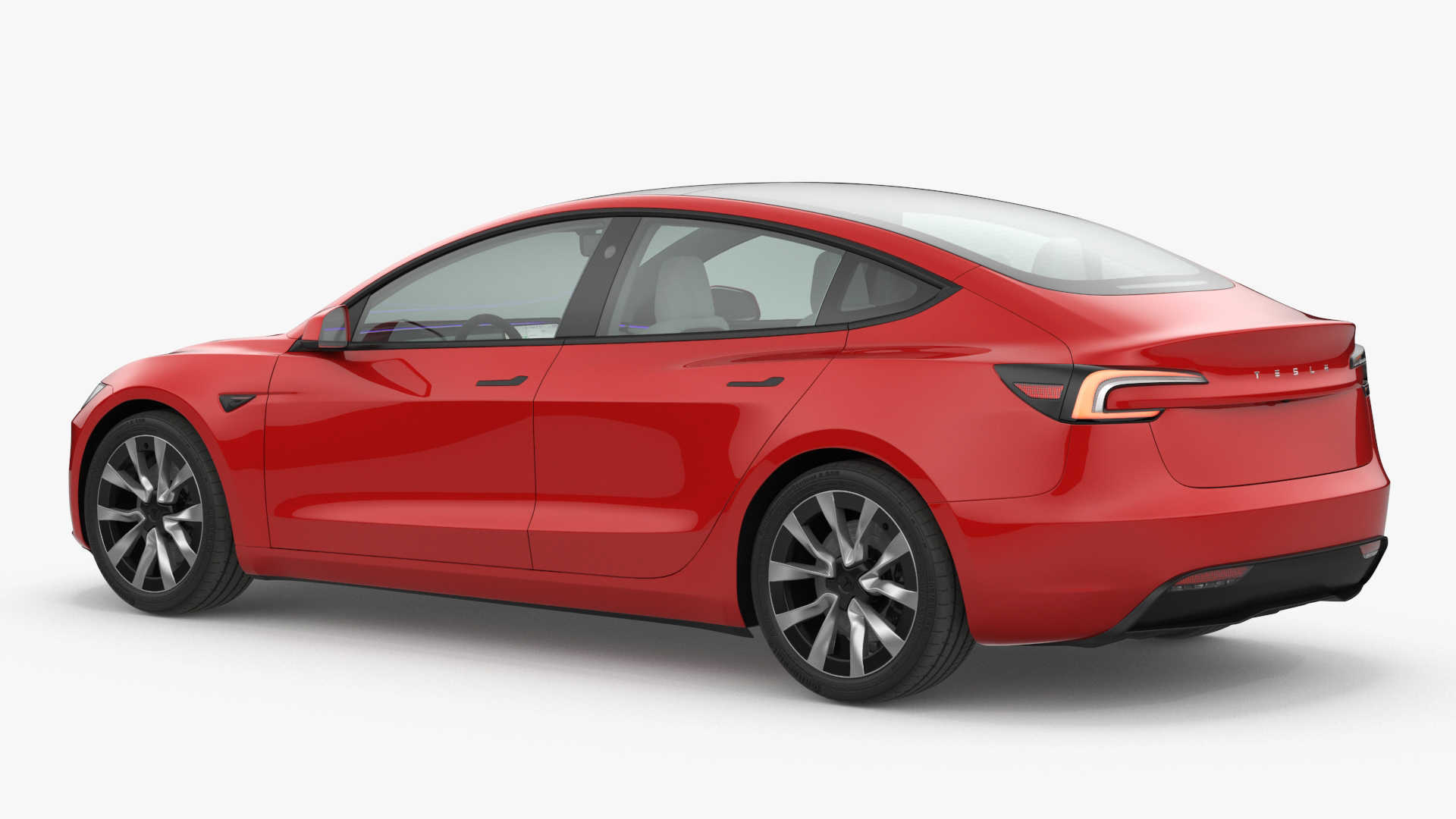 Tesla Model 3 2024 Red Lights On 3D