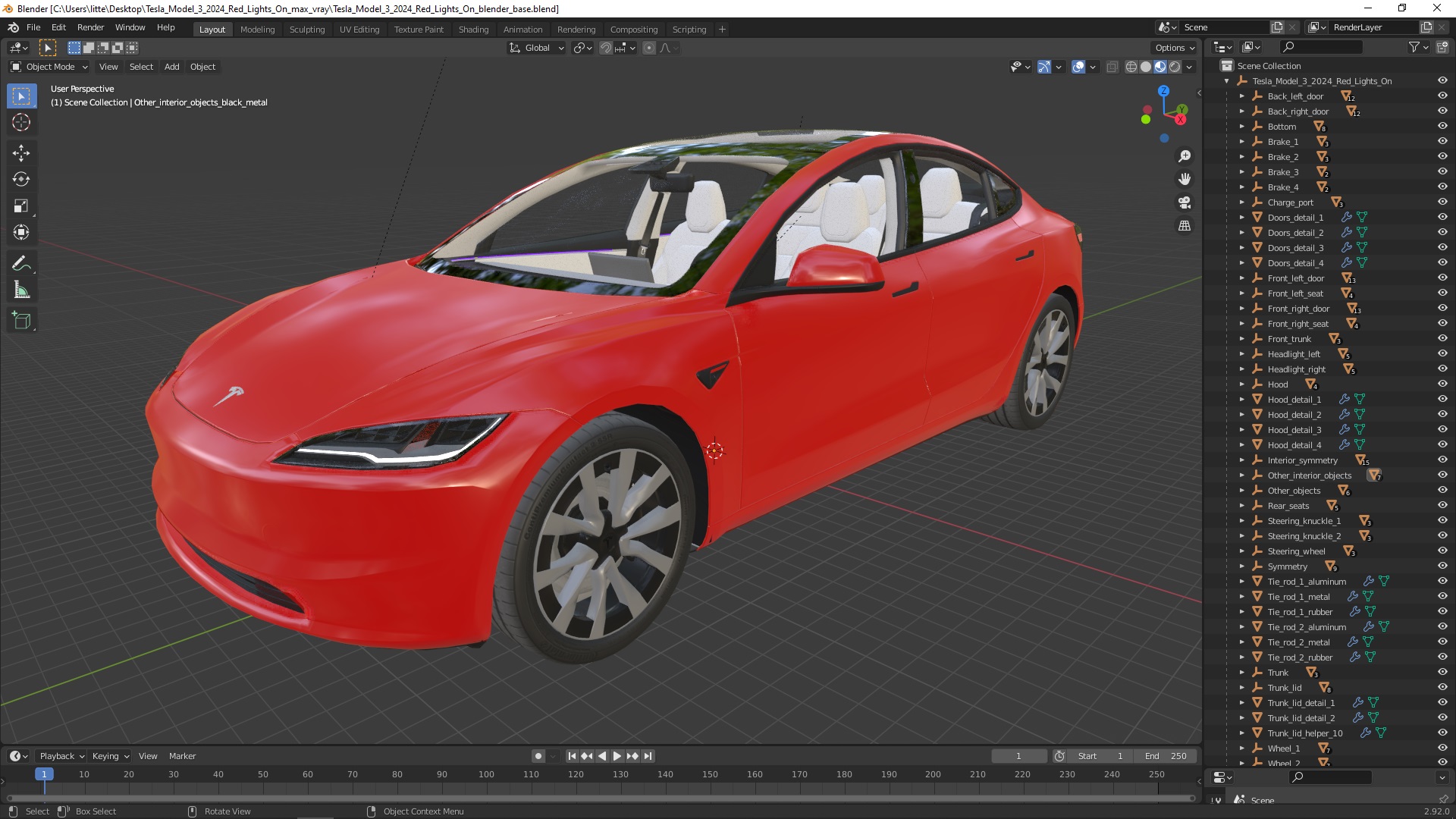 Tesla Model 3 2024 Red Lights On 3D