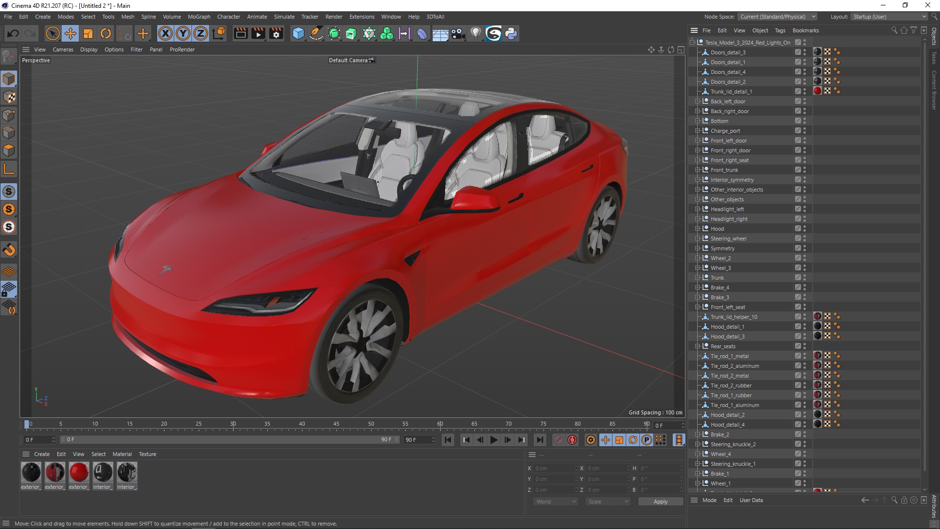 Tesla Model 3 2024 Red Lights On 3D