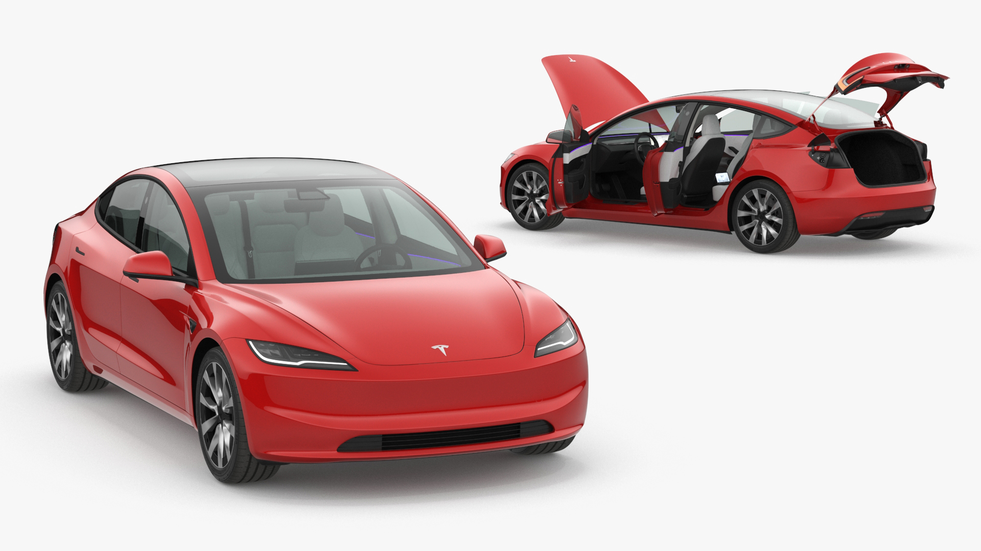 Tesla Model 3 2024 Red Lights On 3D