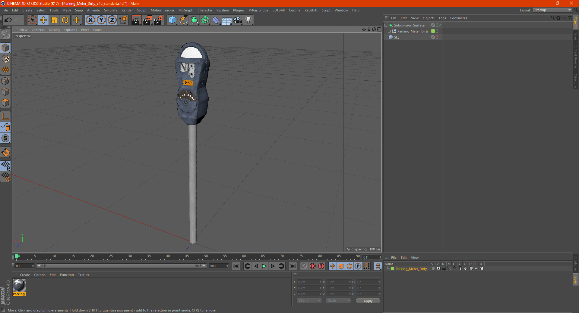 Parking Meter Dirty 3D model