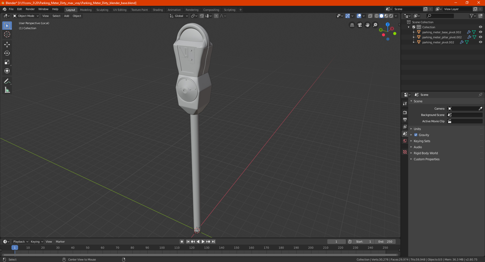 Parking Meter Dirty 3D model
