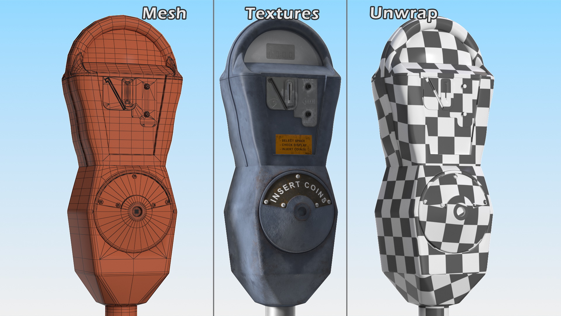 Parking Meter Dirty 3D model