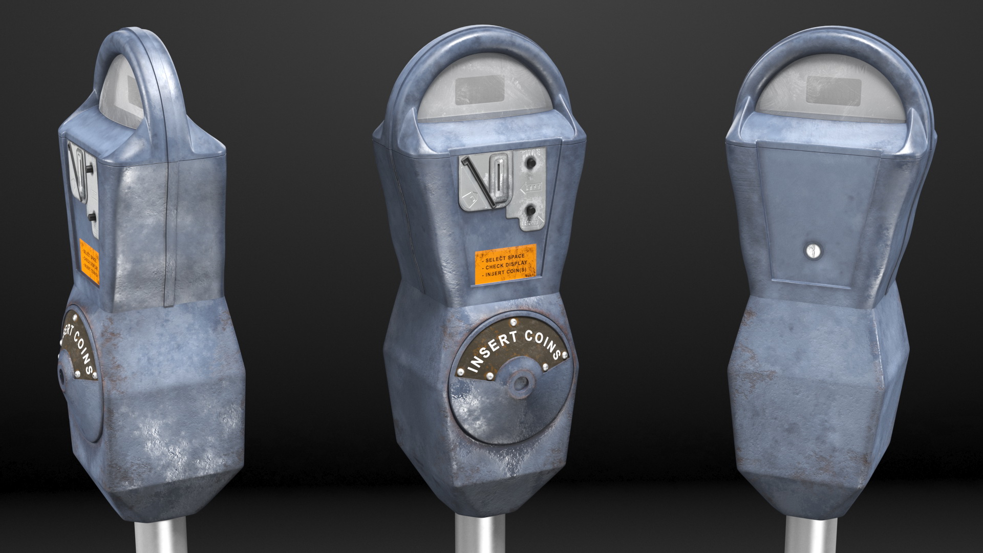 Parking Meter Dirty 3D model