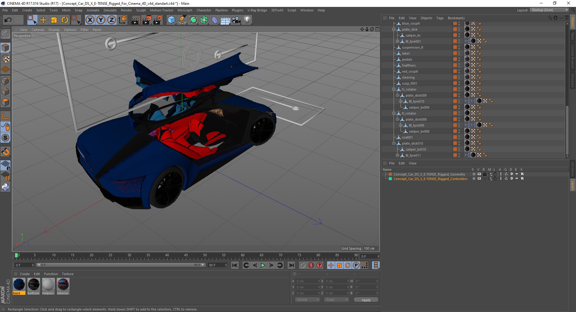 3D model Concept Car DS X E-TENSE Rigged for Cinema 4D