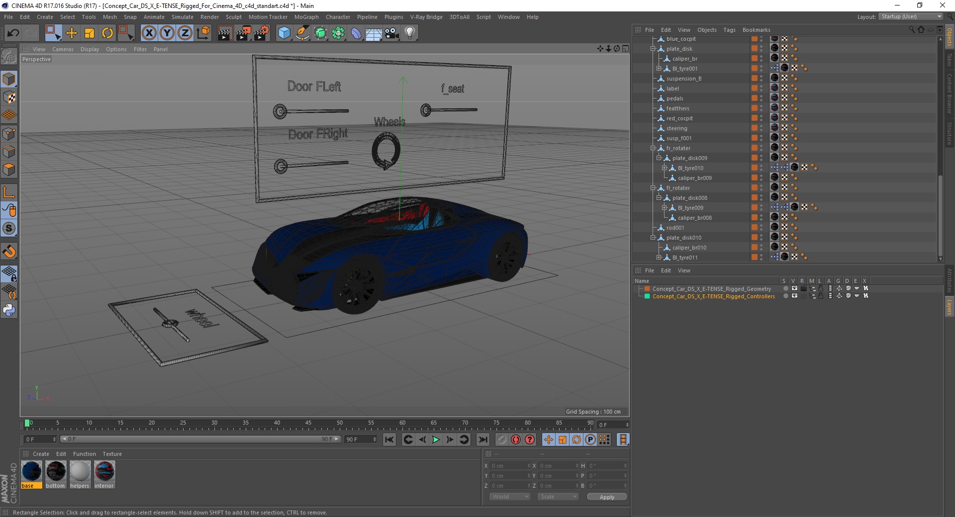 3D model Concept Car DS X E-TENSE Rigged for Cinema 4D