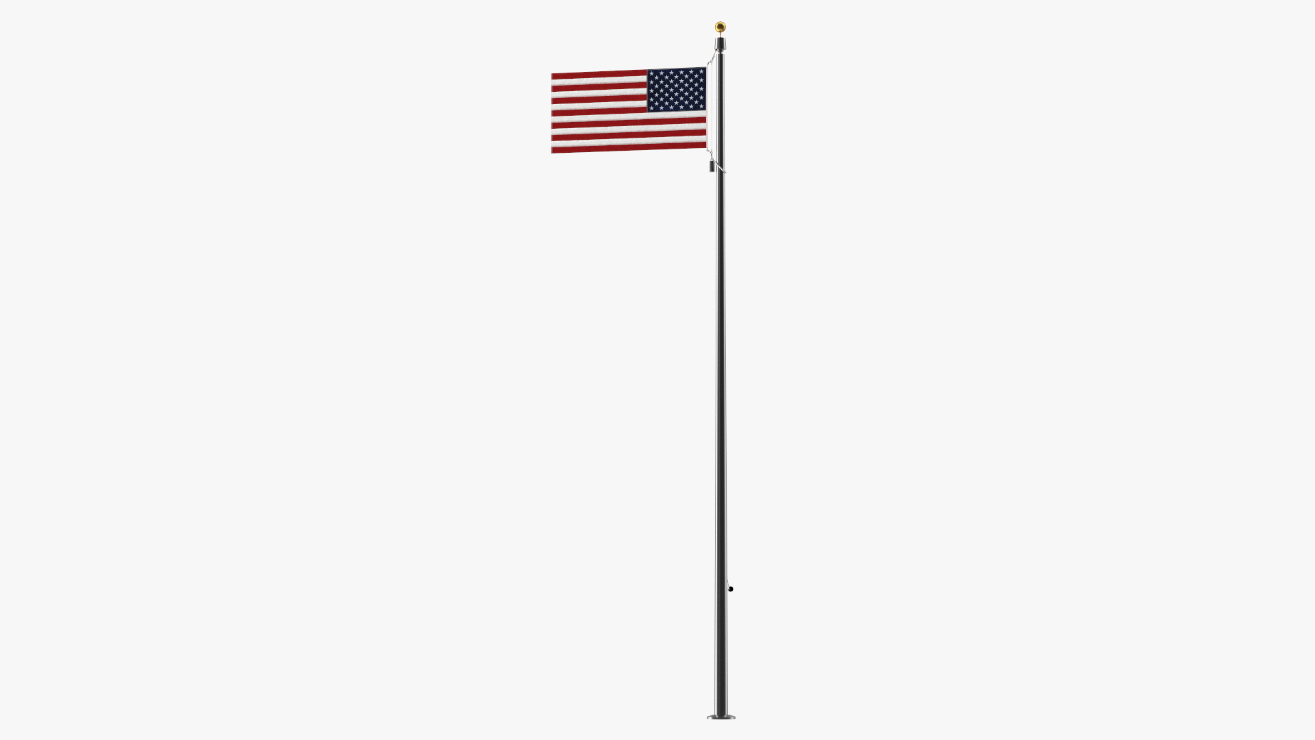 3D Flagpole Natural Satin with USA Flag