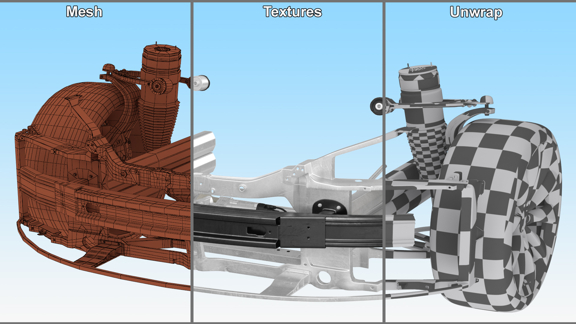 3D model Car Front Chassis with Suspension System