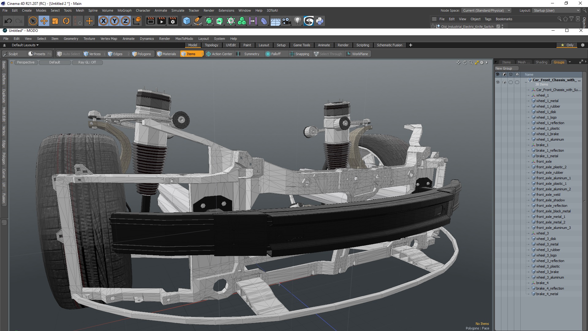 3D model Car Front Chassis with Suspension System
