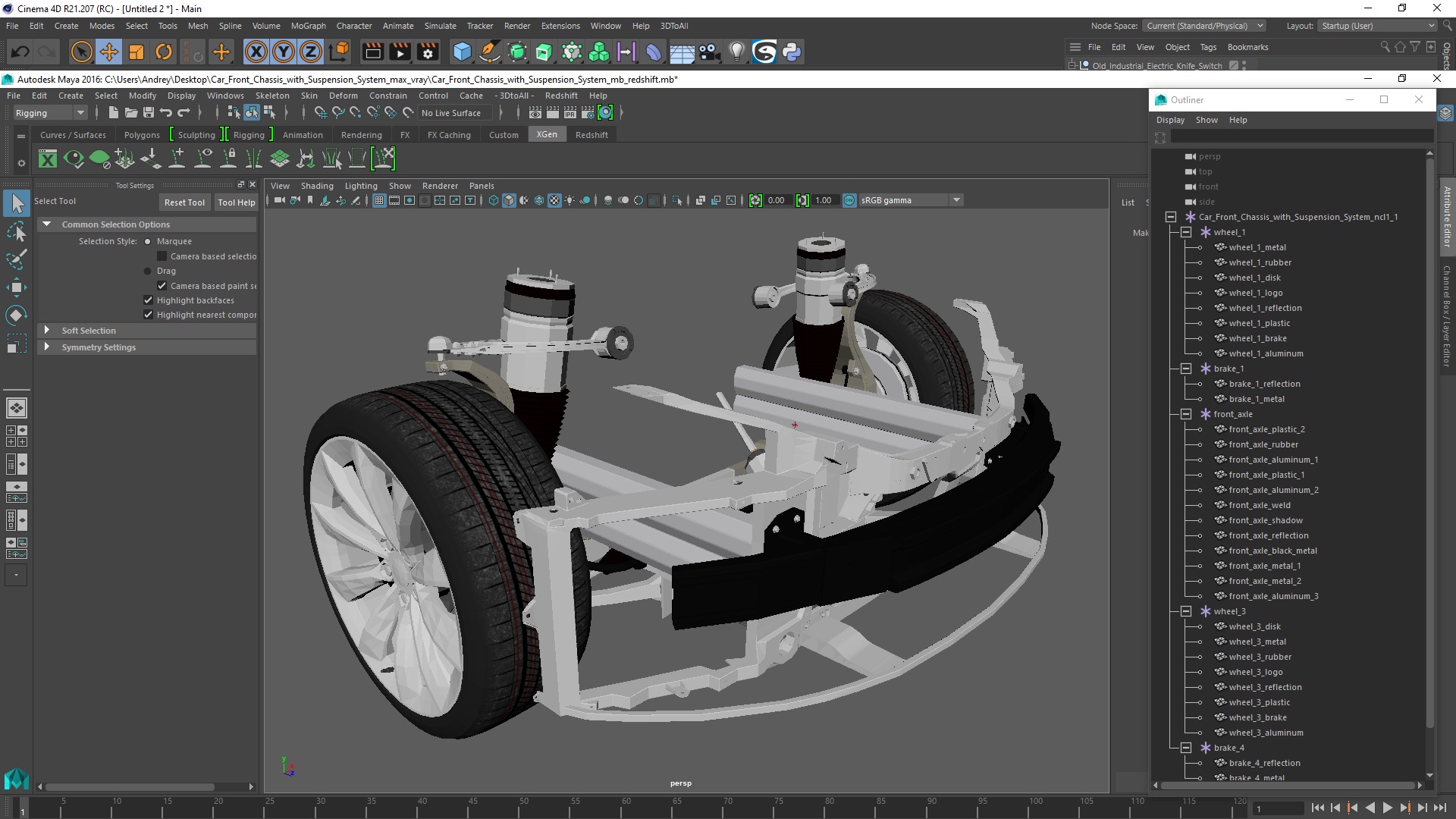 3D model Car Front Chassis with Suspension System