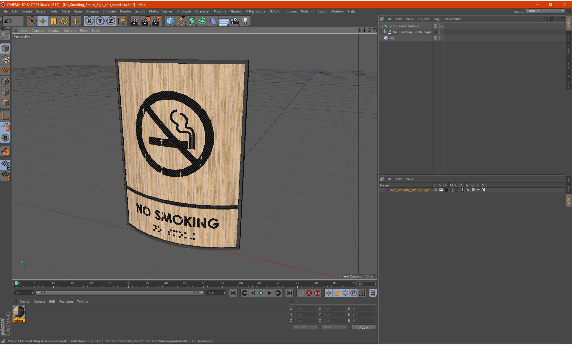 3D No Smoking Braille Sign model