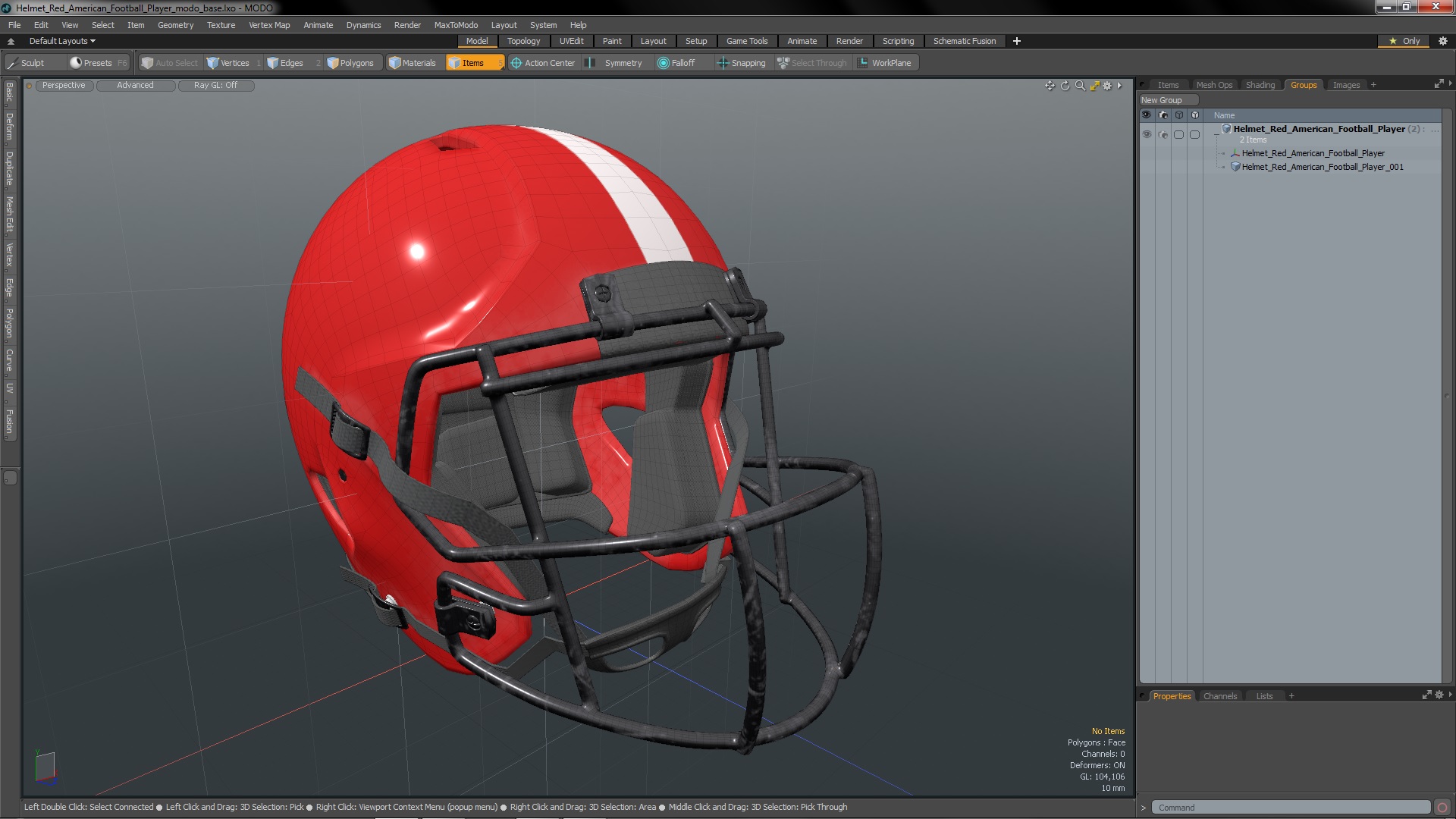 3D model Helmet Red American Football Player