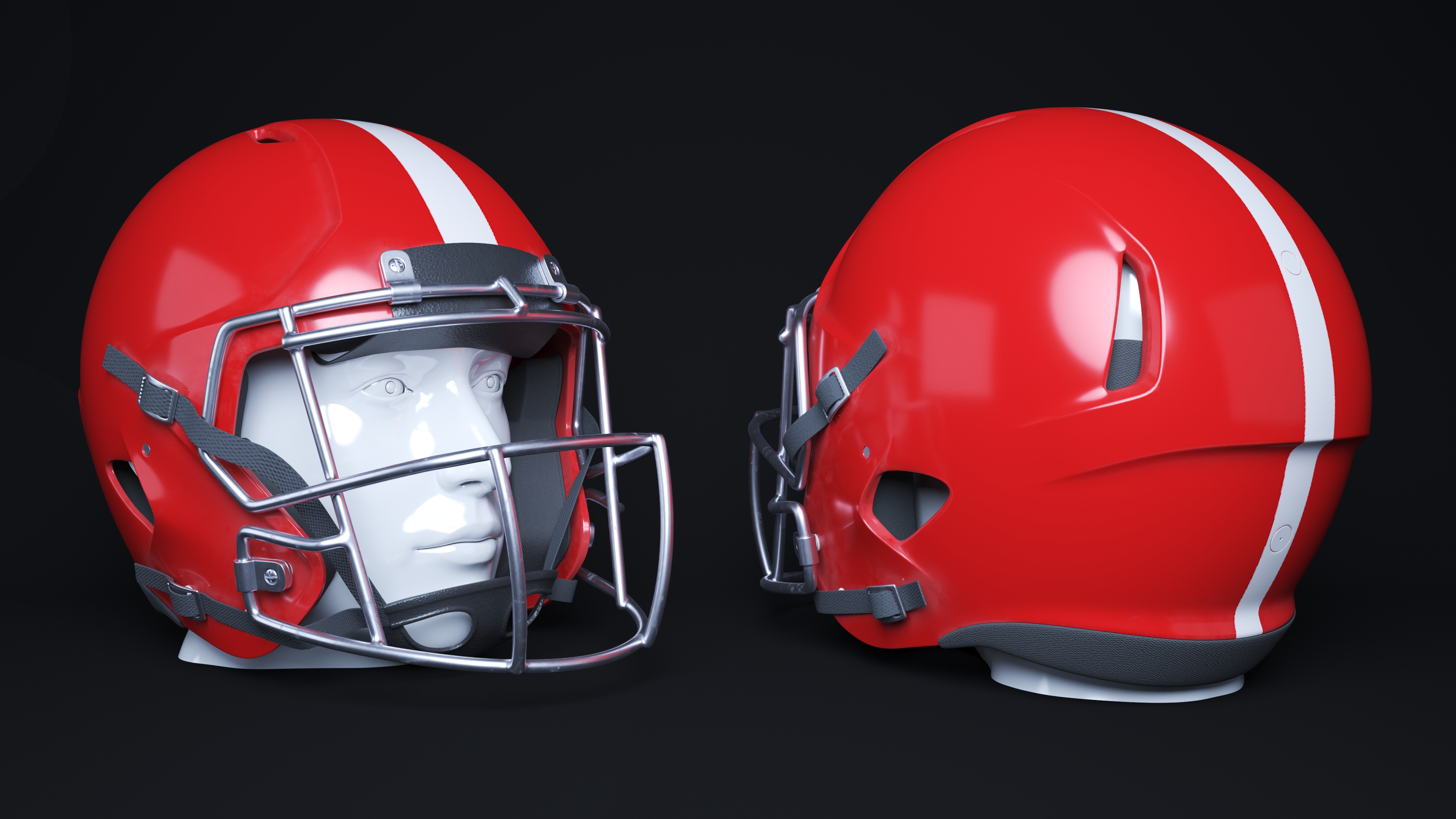 3D model Helmet Red American Football Player