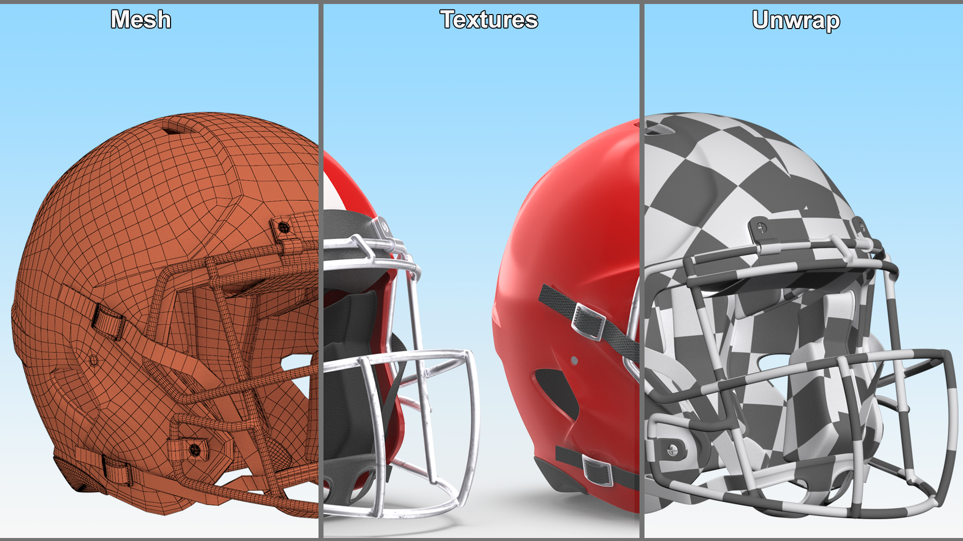 3D model Helmet Red American Football Player