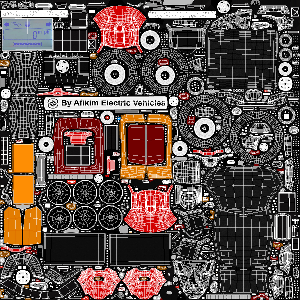 Red Electric Scooter S4 AFIKIM Rigged 3D