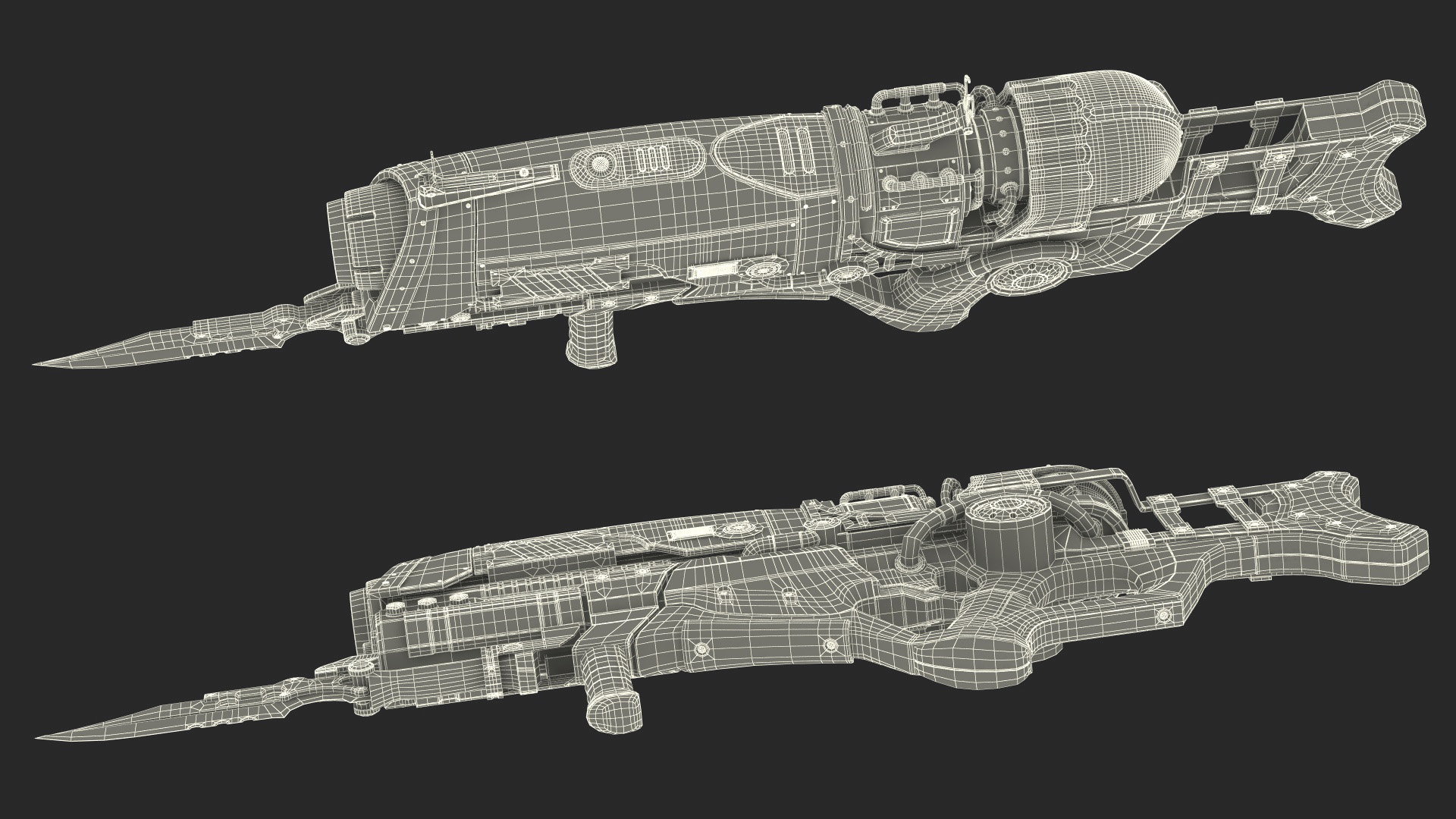 Sci Fi Rifle with Bayonet Red 3D model