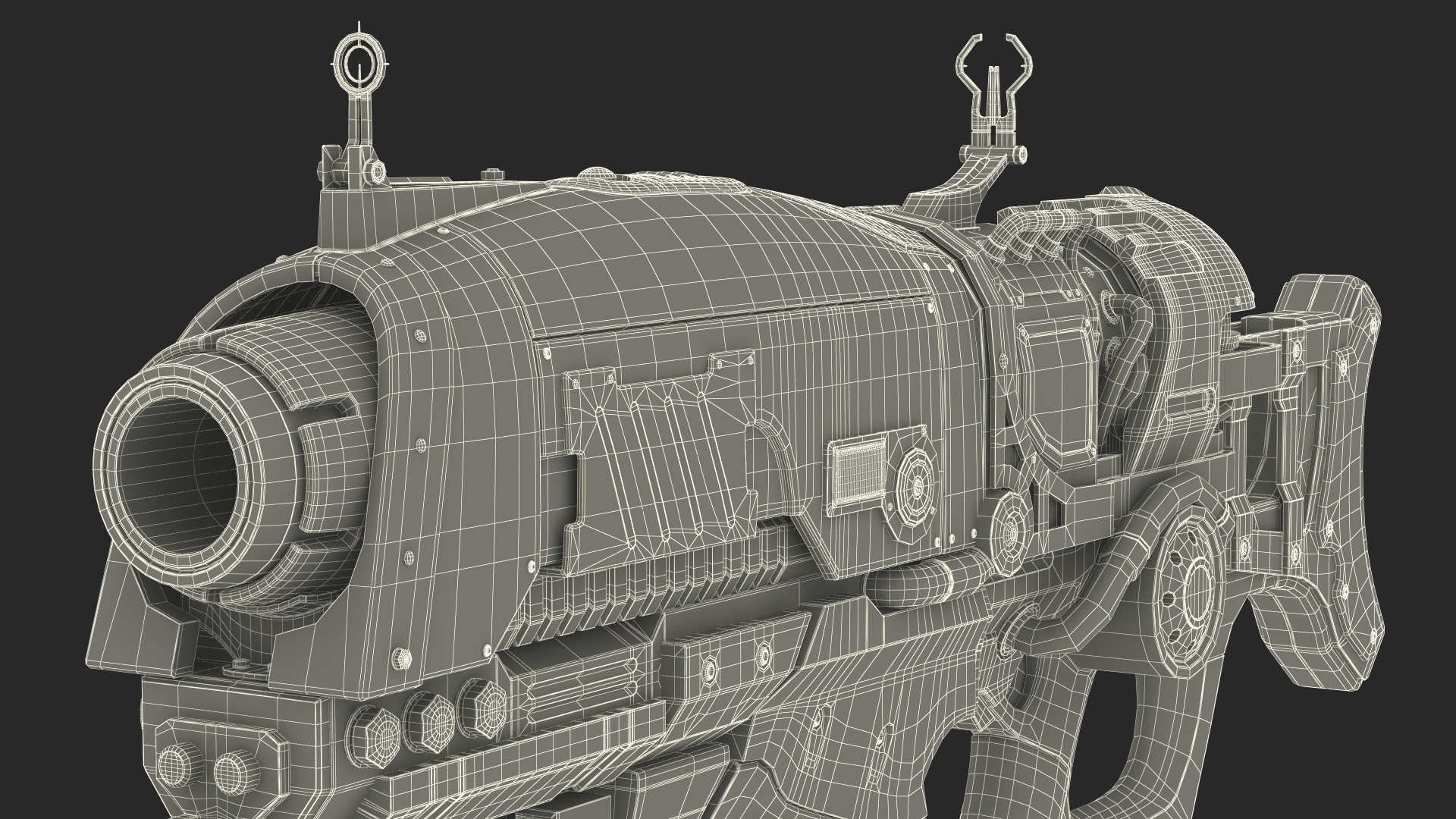 Sci Fi Rifle with Bayonet Red 3D model