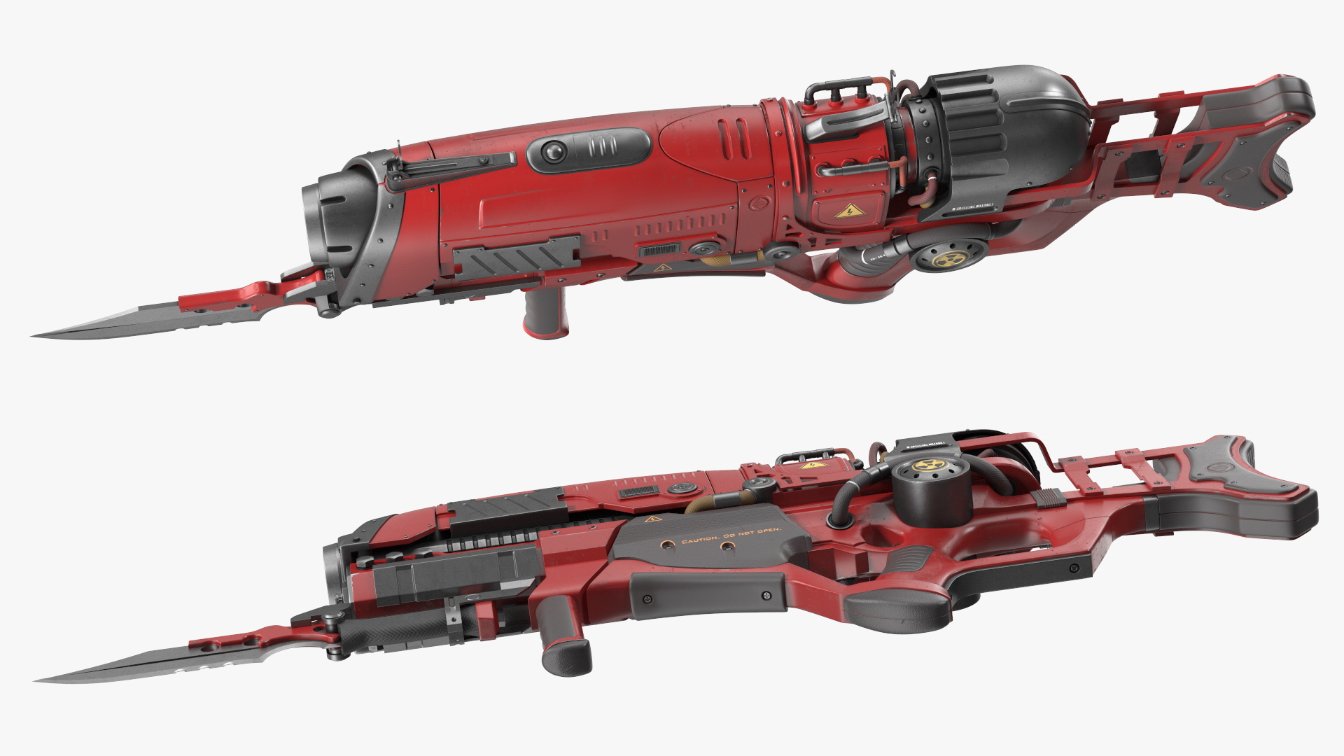 Sci Fi Rifle with Bayonet Red 3D model