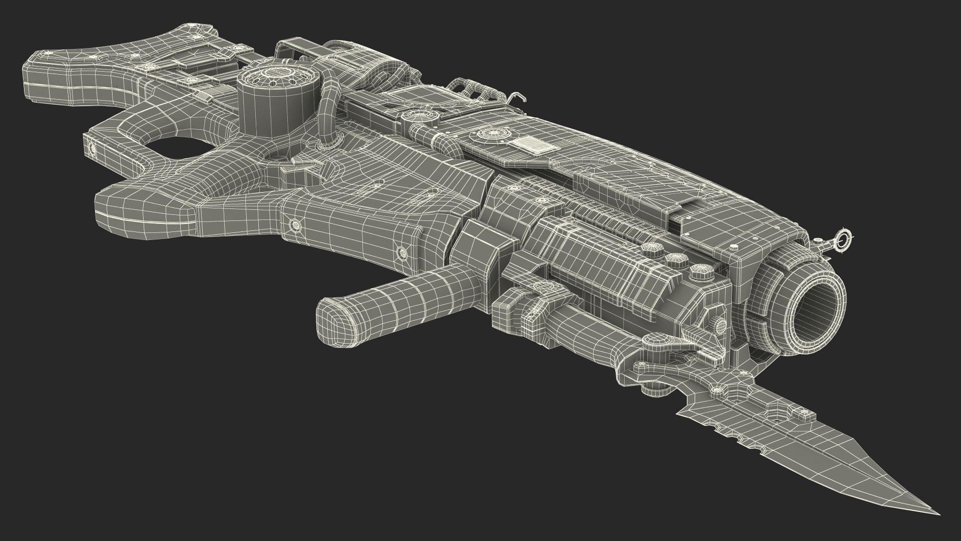 Sci Fi Rifle with Bayonet Red 3D model