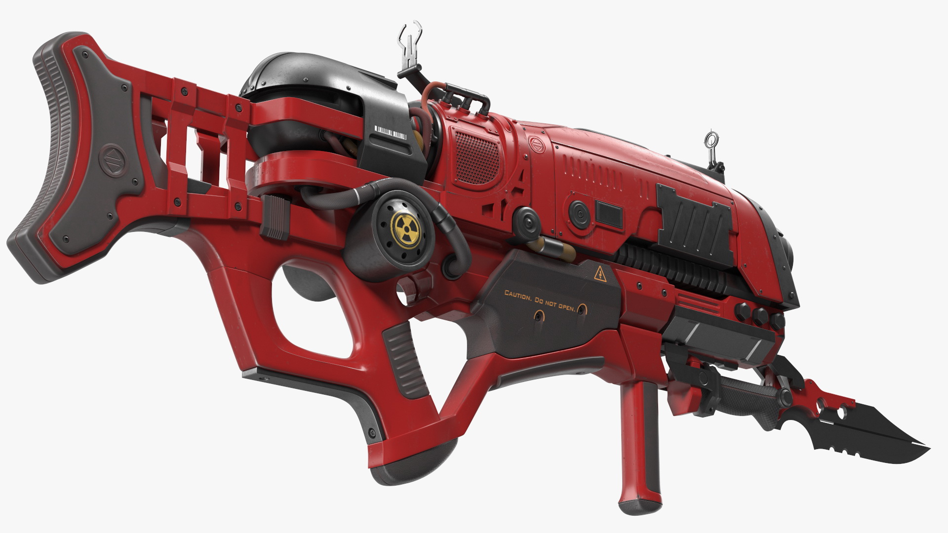 Sci Fi Rifle with Bayonet Red 3D model