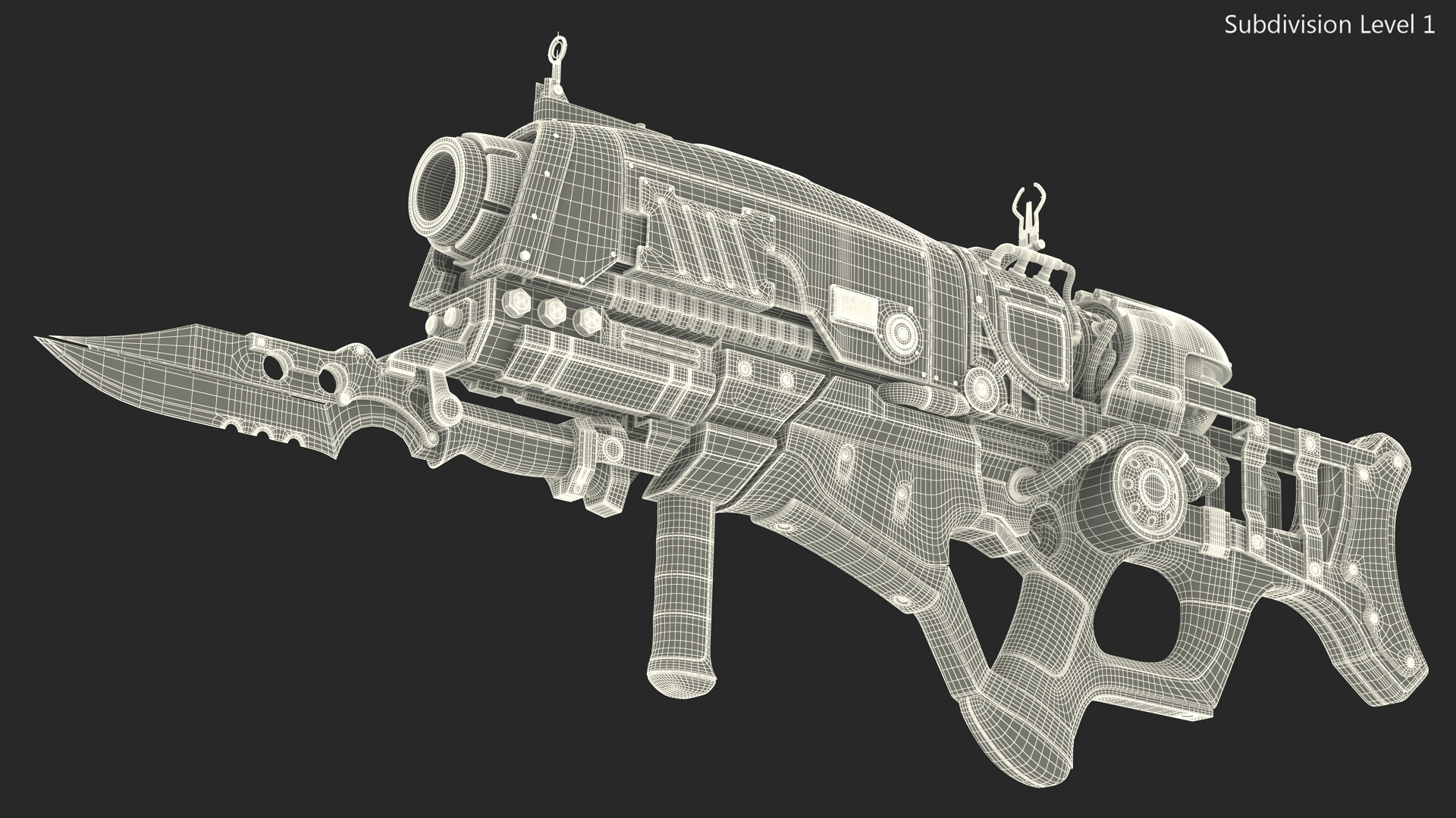 Sci Fi Rifle with Bayonet Red 3D model